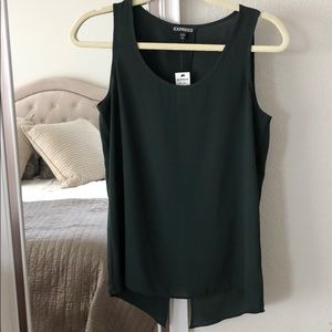Express forest green split back tank